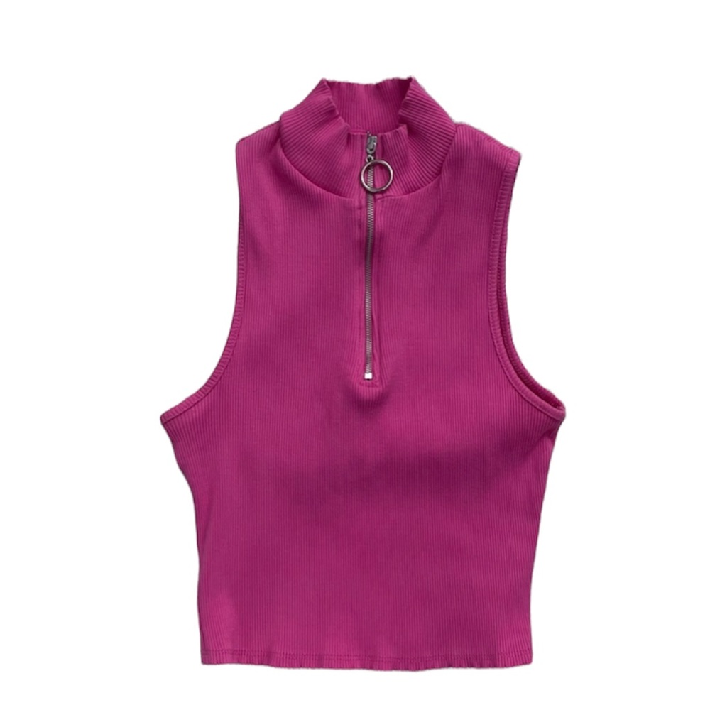 Fashion Nova Keeping It Fun Pink Sleeveless Ribbed Cropped Tank Top - Picture 2 of 4